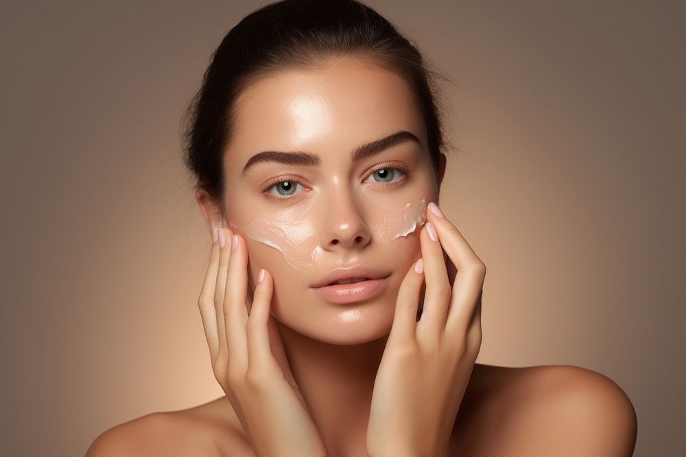 Woman moisturizer cosmetics applying. AI generated Image by rawpixel.