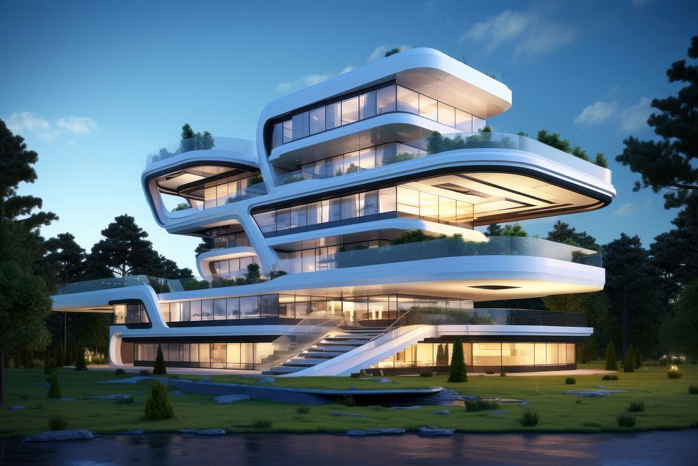 The building modern style architecture vehicle house. AI generated Image by rawpixel.