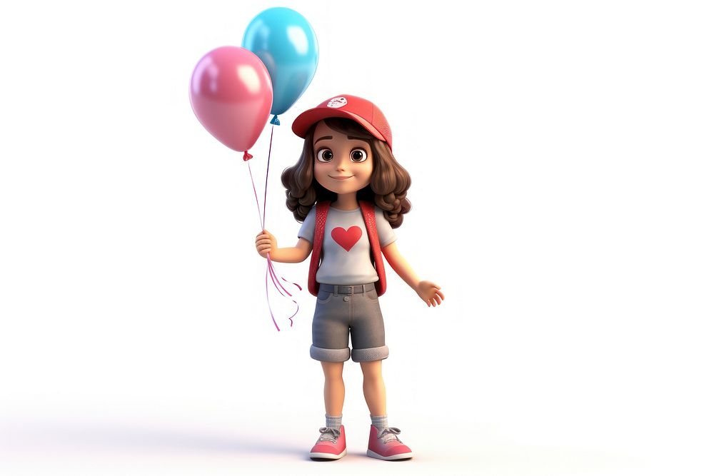 Children american girl balloon cartoon toy. AI generated Image by rawpixel.