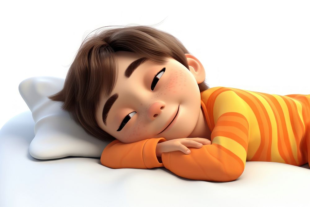 Children boy sleeping cartoon portrait. AI generated Image by rawpixel.