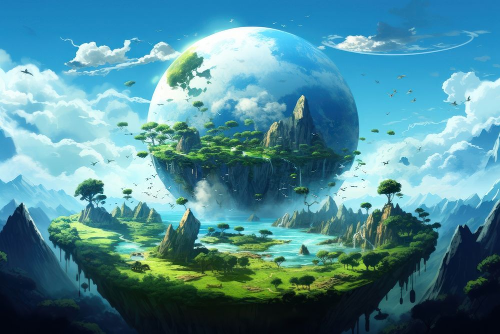 Sustainable Future landscape outdoors planet. AI generated Image by rawpixel.