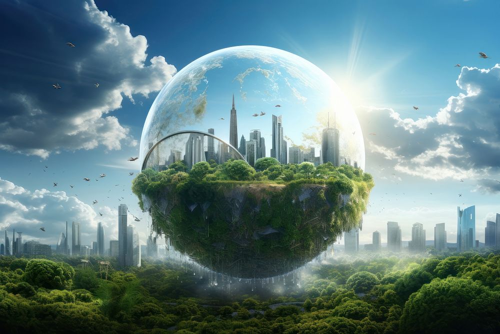 Sustainable Future architecture landscape cityscape. AI generated Image by rawpixel.