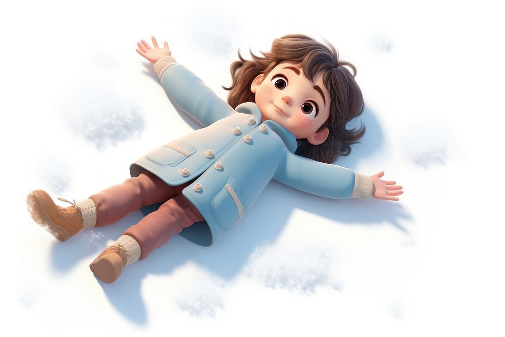 Children girl winter snow cartoon. AI generated Image by rawpixel.