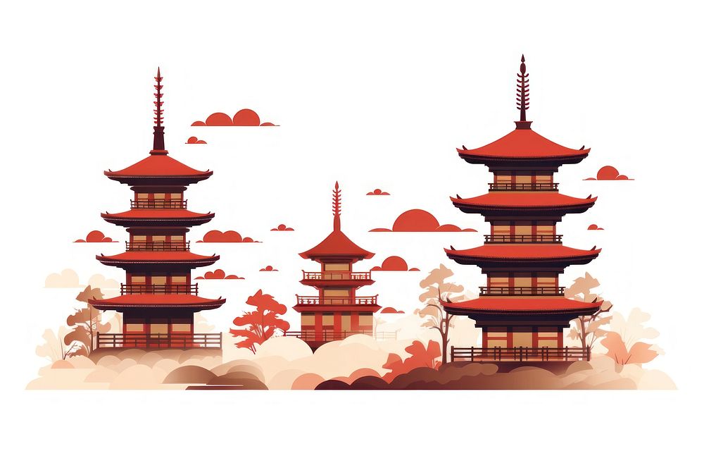 Japanese temples architecture building pagoda. AI generated Image by rawpixel.