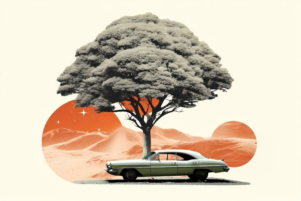 Car tree outdoors vehicle. AI generated Image by rawpixel.
