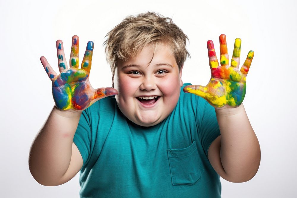 Children smile hand portrait. 