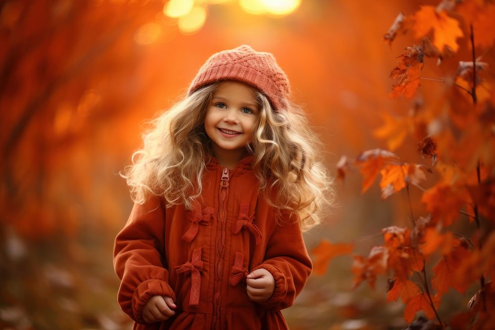 Children girl autumn portrait plant. AI generated Image by rawpixel.