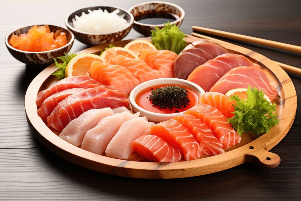 Sashimi set seafood plate meal. AI generated Image by rawpixel.