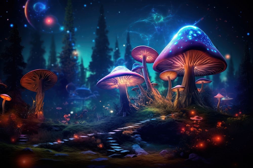 Very beautiful Night mushroom night | Premium Photo Illustration - rawpixel