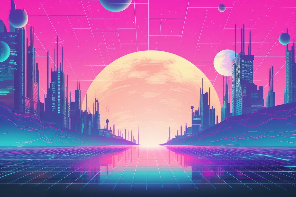 Futuristic night sky architecture.