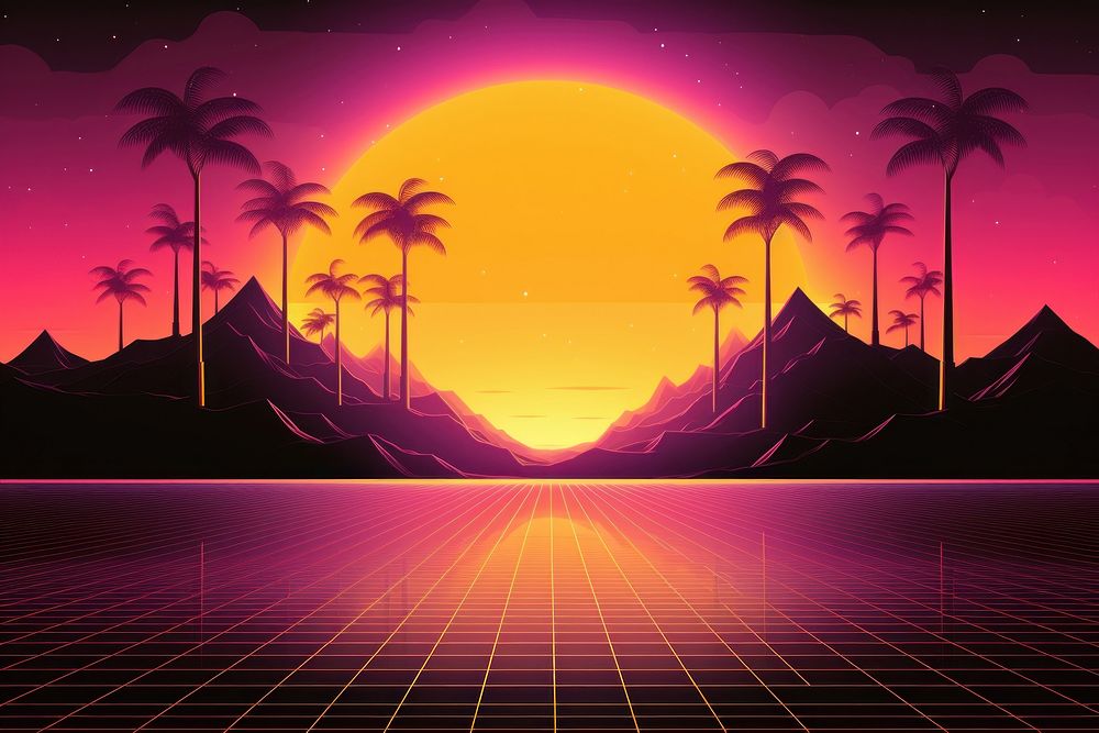 Futuristic backgrounds sunset nature. AI generated Image by rawpixel.