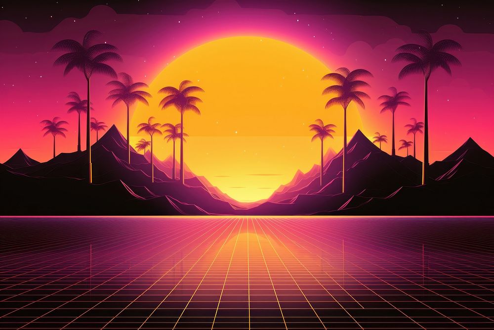 Futuristic backgrounds sunset nature. 