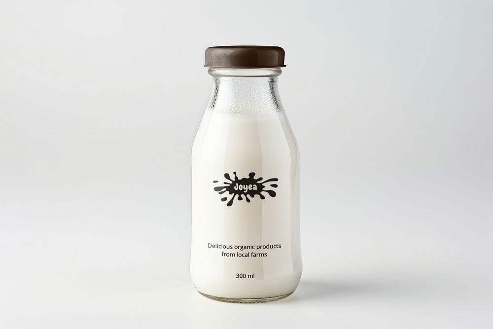 Milk glass bottle mockup psd