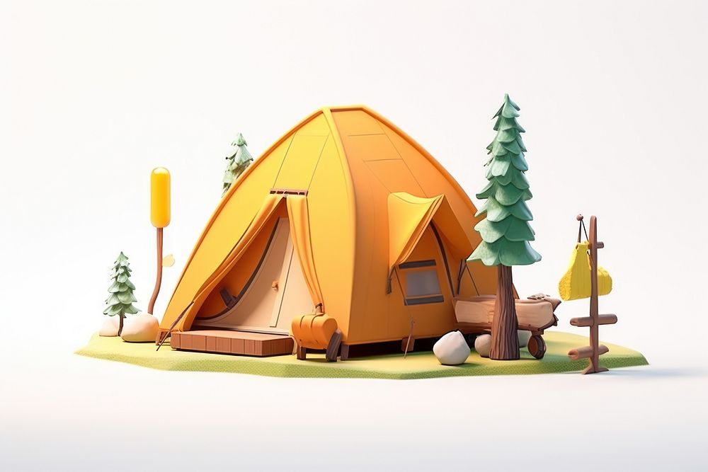 Camping outdoors cartoon tent. AI generated Image by rawpixel.