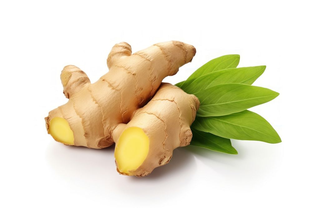 Ginger plant food white background. 