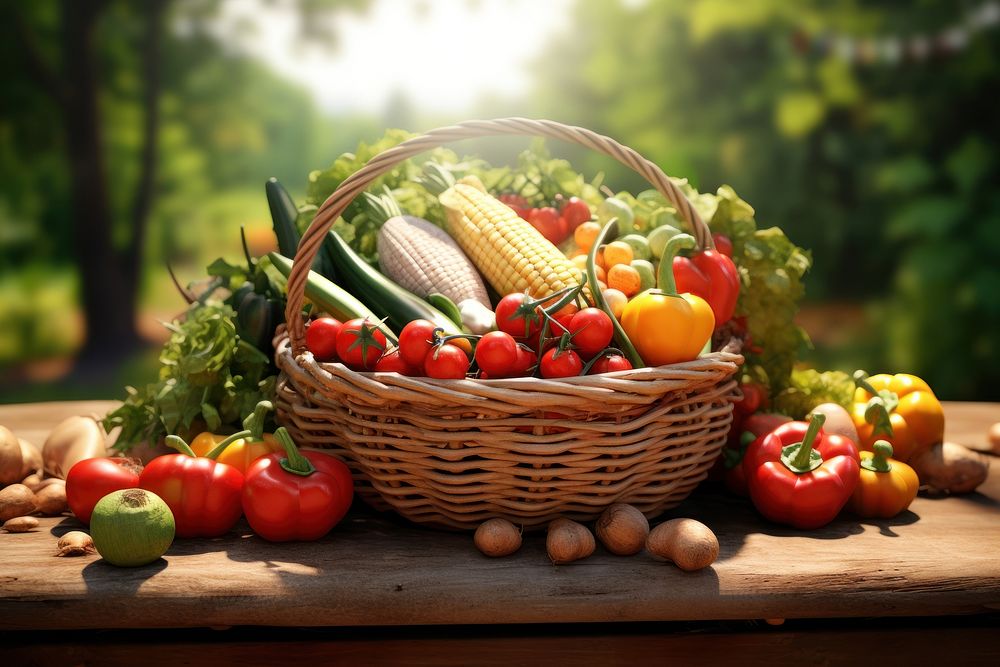 Vegetable basket food cauliflower. AI generated Image by rawpixel.