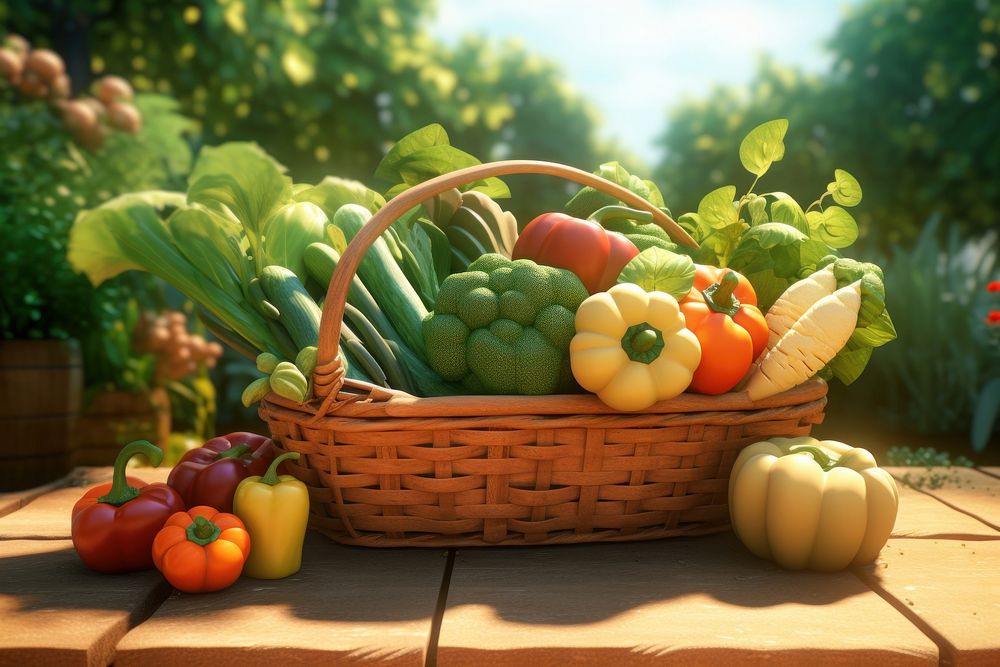 Vegetable outdoors basket food. AI generated Image by rawpixel.