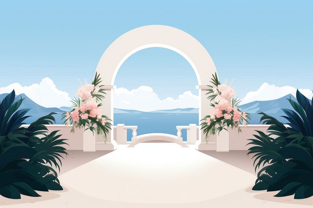 Flower arch architecture outdoors. AI generated Image by rawpixel.