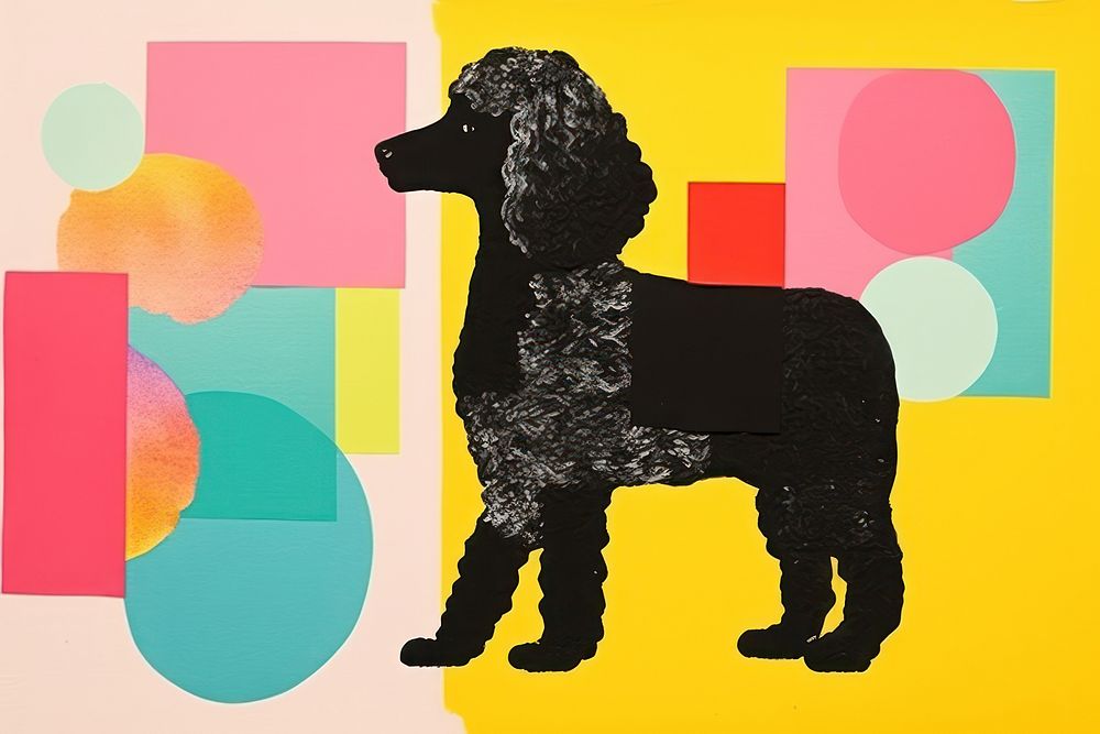 Black Poodle dog poodle art mammal. 