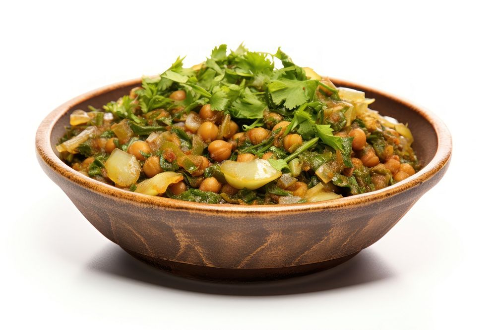 Gormet Sabzi plate food white background. AI generated Image by rawpixel.