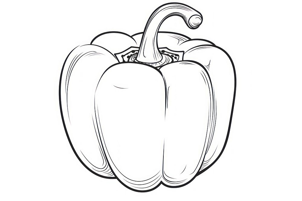 Bell pepper vegetable drawing doodle. AI generated Image by rawpixel.