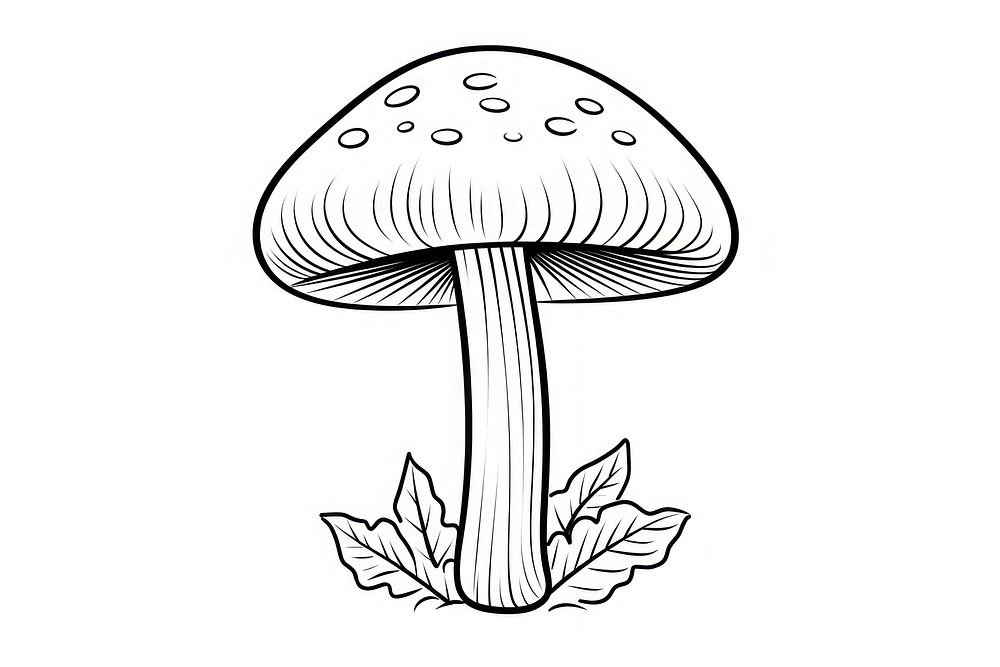 Button mushroom drawing fungus agaric. AI generated Image by rawpixel.