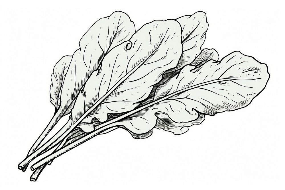 Spinach drawing vegetable sketch. 