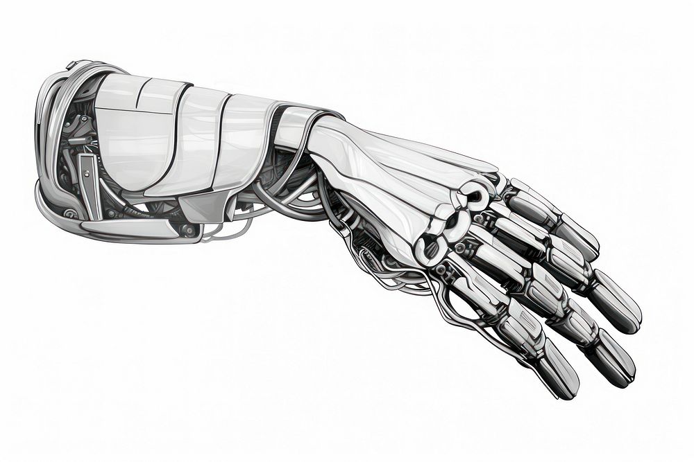 Robotic hand drawing white background electronics. AI generated Image by rawpixel.