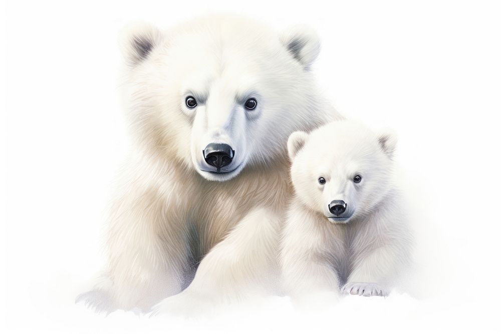 White bear wildlife drawing mammal. AI generated Image by rawpixel.