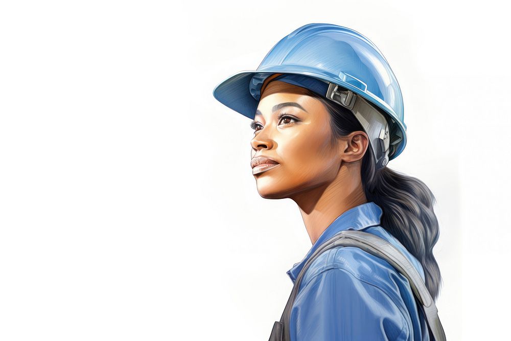 Proud black woman construction worker leading portrait hardhat helmet. AI generated Image by rawpixel.