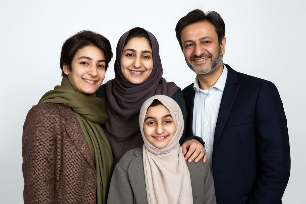 Iranian family smiling adult smile. AI generated Image by rawpixel.