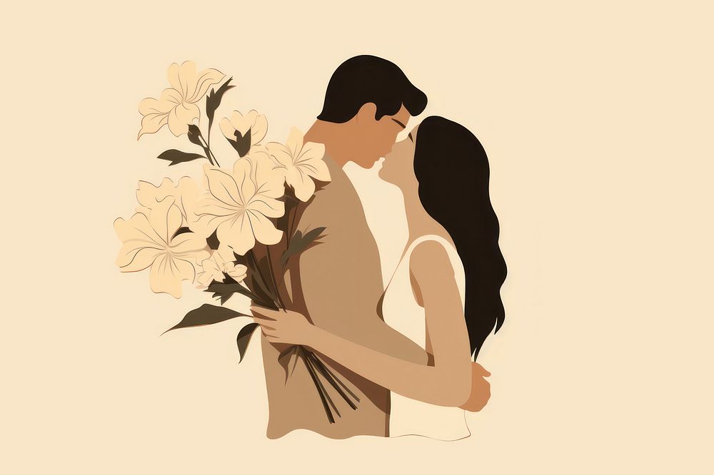 Kissing flower affectionate togetherness. AI generated Image by rawpixel.