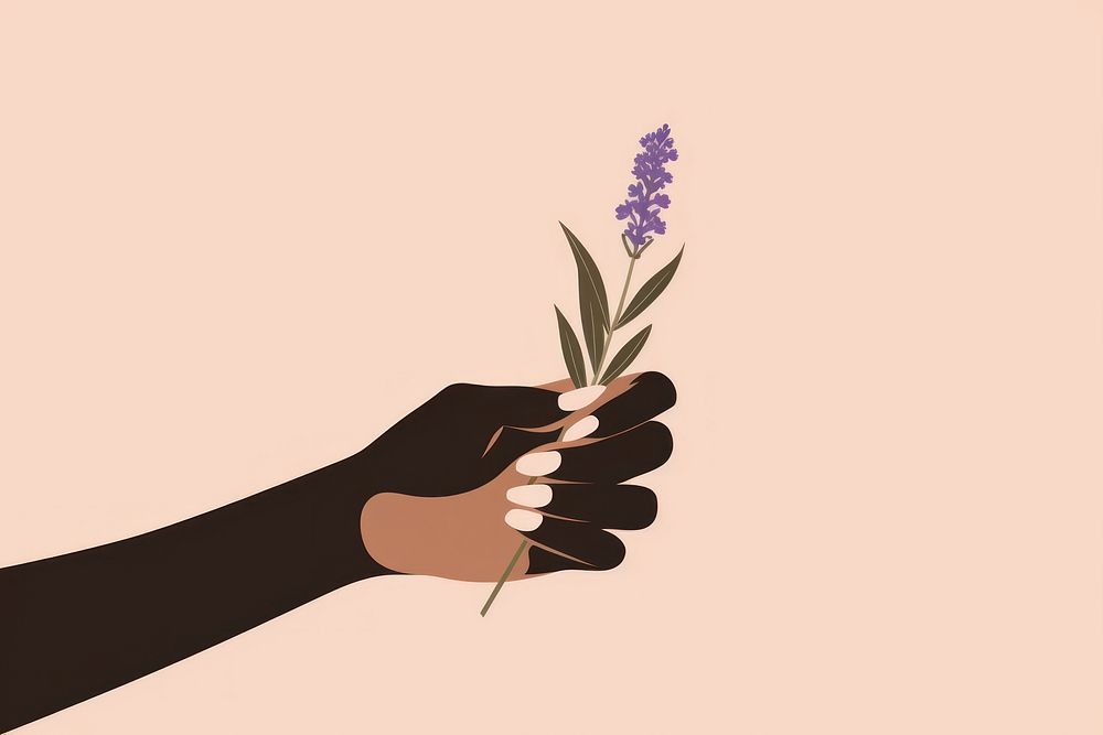 Hand holding lavender finger flower female. AI generated Image by rawpixel.