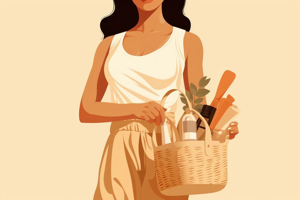 Basket holding adult woman. AI generated Image by rawpixel.