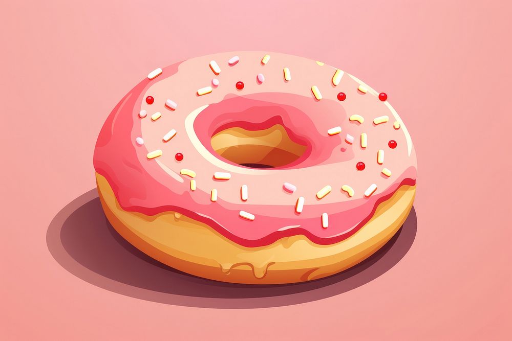 Pink donut food dessert icing. AI generated Image by rawpixel.