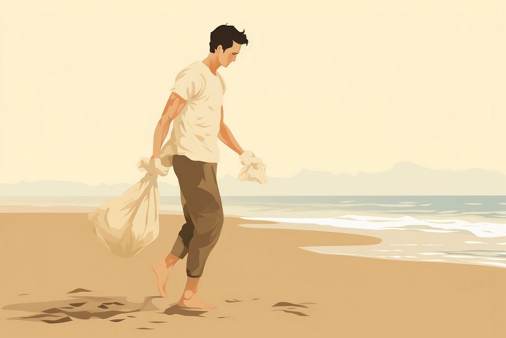 Outdoors walking beach adult. AI generated Image by rawpixel.