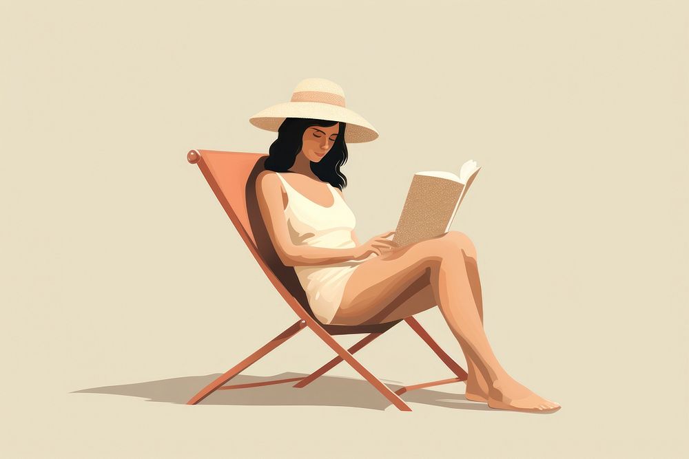 Reading sunbathing furniture sitting. AI generated Image by rawpixel.