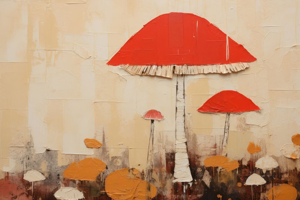 Cremini mushroom painting wall art. AI generated Image by rawpixel.