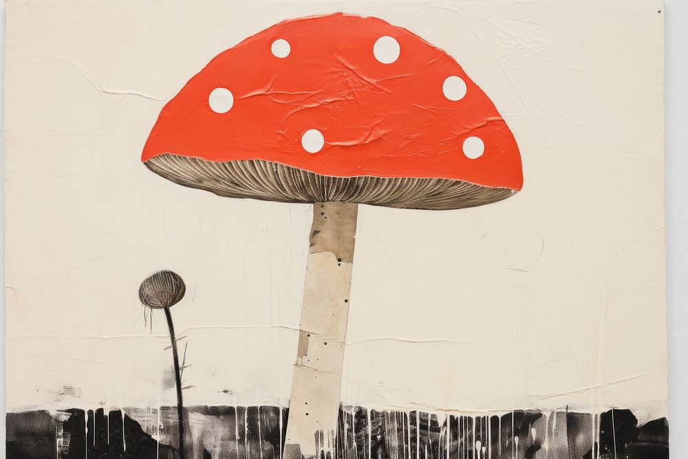 Mushroom fungus painting drawing. AI generated Image by rawpixel.