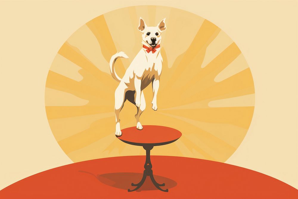 Dog tricks circus mammal animal table. AI generated Image by rawpixel.
