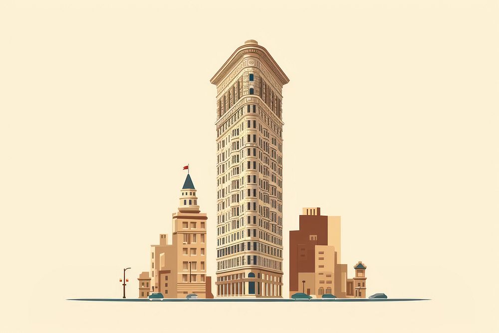 Flatiron Building building architecture landmark. AI generated Image by rawpixel.