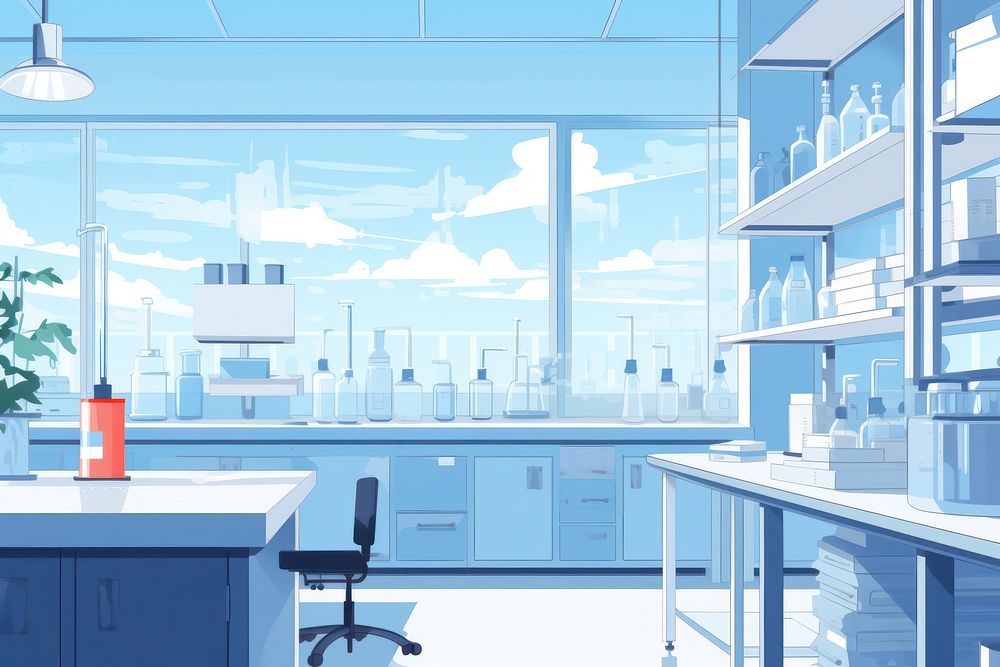 Laboratory furniture architecture transparent. 