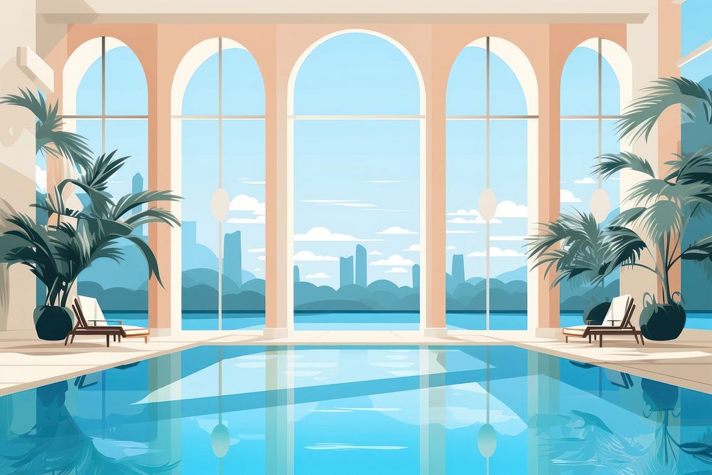 Indoor pool architecture building outdoors. AI generated Image by rawpixel.