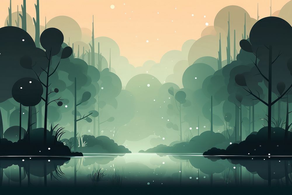 Magic forest outdoors nature night. AI generated Image by rawpixel.