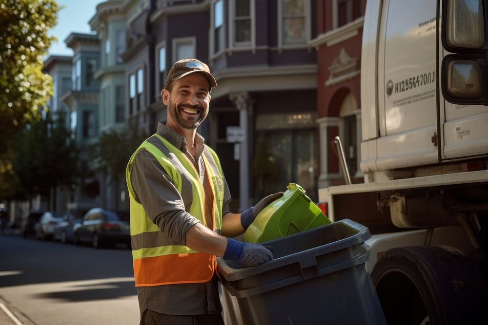 Cleaning service vehicle smiling truck. 