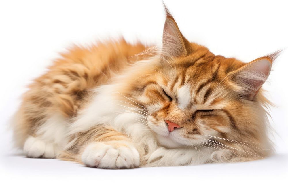 Cat maine-coon sleeping mammal animal. AI generated Image by rawpixel.