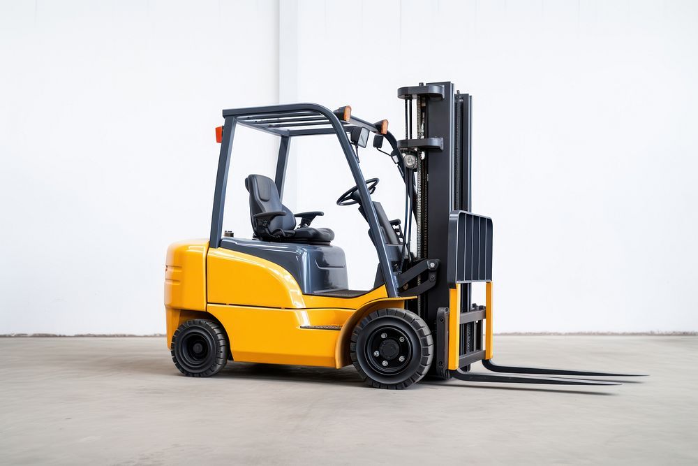 Machinery forklift white background delivering equipment. AI generated Image by rawpixel.