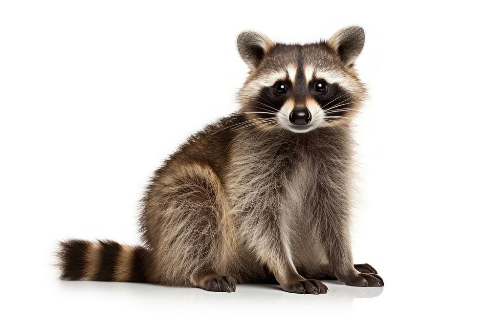 Raccoon animal mammal white background. AI generated Image by rawpixel.