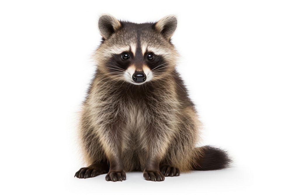 Raccoon mammal animal white background. AI generated Image by rawpixel.