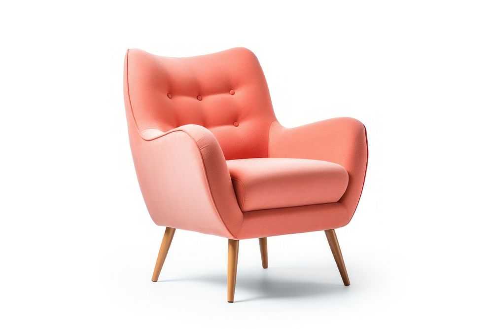 Lounge armchair furniture pink white background. AI generated Image by rawpixel.